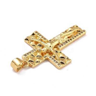 Brass Micro Pave Clear Cubic Zirconia Pendants ZIRC-A021-10G-1