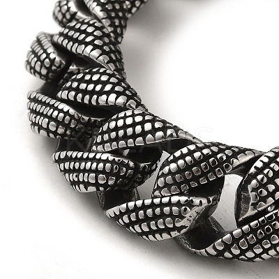 304 Stainless Steel Cuban Link Chain Bracelets for Women Men BJEW-Q341-06B-AS-1