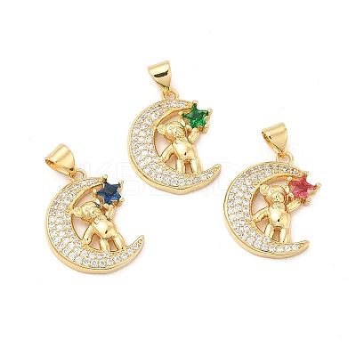 Brass Micro Pave Cubic Zirconia Pendants KK-H441-22G-1
