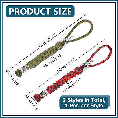 2Pcs 2 Colors Handmade Spartan Nylon Parachute Cord Pendant Decorations for Men KEYC-HY0001-32-1