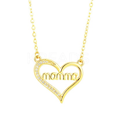 Mother's Day Brass Micro Pave Clear Cubic Zirconia Pendant Necklaces FS-WG67A5B-01-1