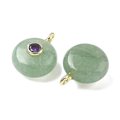 Natural Green Aventurine Flat Round Pendants G-H318-01G-08-1