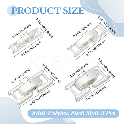 12Pcs 4 Styles Eco-Friendly Brass Watch Band Clasps KK-ME0002-74-1