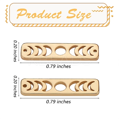 12Pcs 4 Style Brass Moon Phase Bar Links & Charms KK-SZ0005-45-1