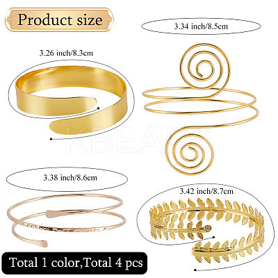 4Pcs 4 Styles Upper Arm Cuff Band AJEW-GF0010-91-1