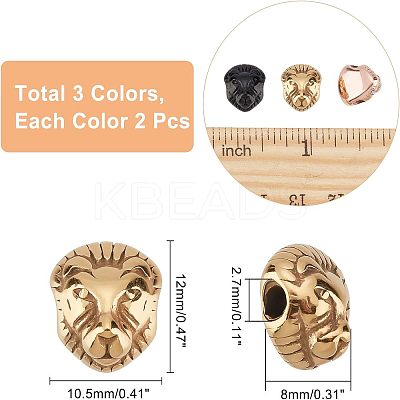 6Pcs 3 Colors Ion Plating(IP) 304 Stainless Steel Beads STAS-UN0029-81-1