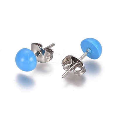 Spray Paint 304 Stainless Steel Stud Earrings EJEW-L215-56E-P-1
