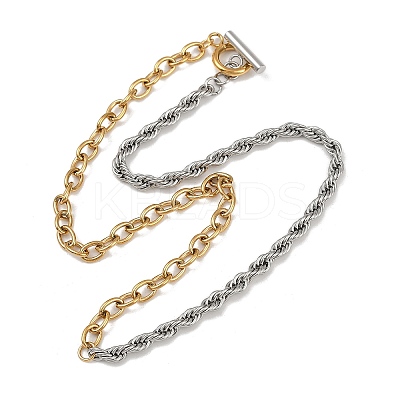 304 Stainless Steel Rope Chain Cable Chain OT Necklaces for Women NJEW-K288-02GP-1