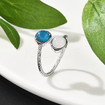 Natural Apatite & Rose Quartz Finger Rings RJEW-A068-03P-03-1