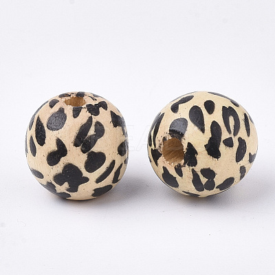 Printed Natural Wood Beads WOOD-S053-39-1