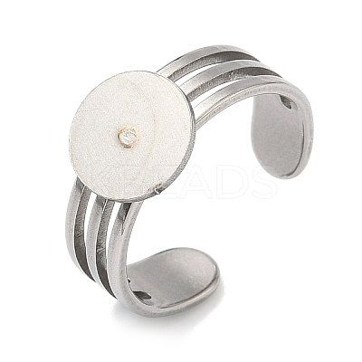 304 Stainless Steel Cuff Ring Findings STAS-B126-07P-1