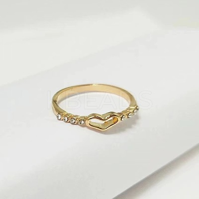 Hollow Out Heart Zinc Alloy with Crystal Rhinestone Finger Rings FS-WGFA1C6-06-1