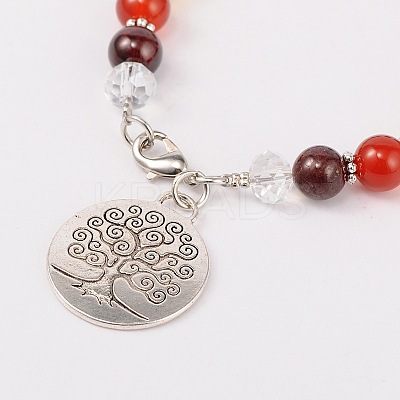 Multi-Color Gemstone Chakra Charm Bracelets BJEW-JB01691-05-1