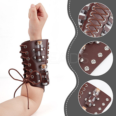 Imitation Leather Magician Potion Bottle Arm Guard AJEW-WH0080-11A-1