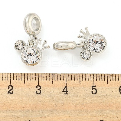 Rack Plating Alloy Pave Crystal Rhinestone Crown European Dangle Charms FIND-B034-16P-1