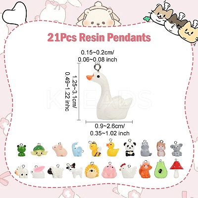 21Pcs 21 Styles Opaque Resin Pendants RESI-YW0003-27-1