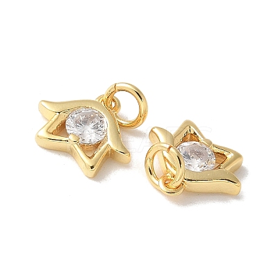 Brass Micro Pave Clear Cubic Zirconia Pendants KK-Q031-08G-1