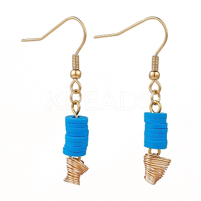 Polymer Clay Heishi Beads Dangle Earrings EJEW-JE04456-04-1