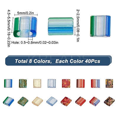 320Pcs 8 Style 2-Hole Glass Seed Beads SEED-SC0001-09-1