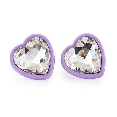 Crystal Rhinestone Heart Stud Earrings with 925 Sterling Silver Pins for Women MACR-S275-038B-1