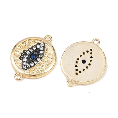 Brass Pave Clear and Blue Cubic Zirconia Connector Charms KK-L251-14G-1