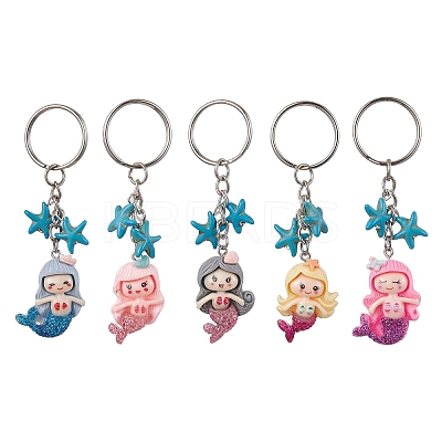 Mermaid Opaque Resin Pendant Keychain KEYC-JKC00624-1