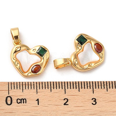 Brass Micro Pave Cubic Zirconia Pendants KK-P239-11G-1