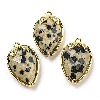 Natural Dalmatian Jasper Faceted Pendants G-M431-06G-05-1