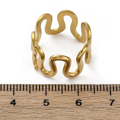 Wave 304 Stainless Steel Finger Rings for Women X-RJEW-F174-06G-1
