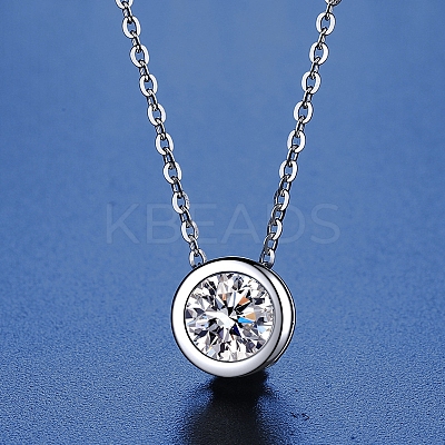 Anti-Tarnish Rhodium Plated 925 Sterling Silver Pave Crystal Moissanite Rhinestone Flat Round Multi-Strand Links STER-U003-05P-1