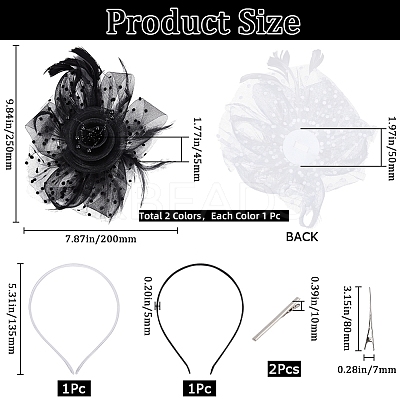 2 Sets 2 Colors Women's Fascinator Hat OHAR-GF0001-38-1