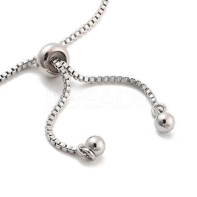 Brass Pave Clear Cubic Zirconia Flat Round Box Chain Slider Bracelets BJEW-YWC0002-12A-P-1
