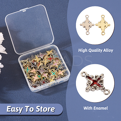 48Pcs 12 Styles Rack Plating Alloy Enamel Connector Charms FIND-TA0002-85-1