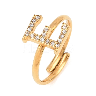 304 Stainless Steel Micro Pave Cubic Zirconia Cuff Open Rings RJEW-D336-01G-07-1