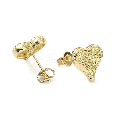 Brass Heart Stud Earrings for Valentine's Day EJEW-Q780-09G-1