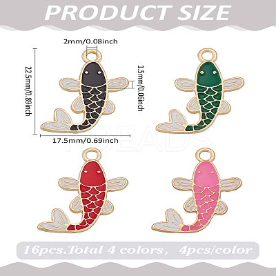 16Pcs 4 Colors Alloy Enamel Pendants ENAM-LP0002-32-1