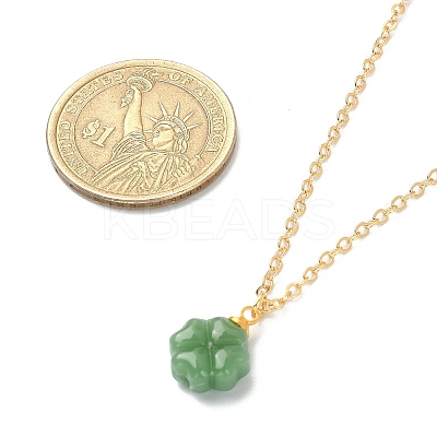Clover Glass Pendant Necklace with Cable Chains NJEW-TA00087-1