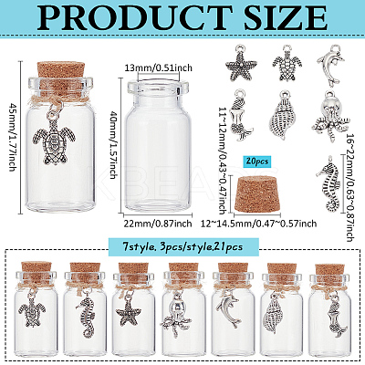 21Pcs 7 Style Glass Jar Glass Bottles AJEW-PH01586-1