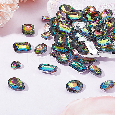 64Pcs 4 Style Glass Rhinestone Cabochons RGLA-FG0001-19-1