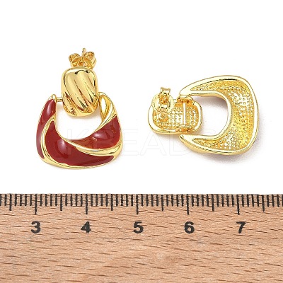 Brass Enamel Dangle Stud Earrings for Women KK-CBA760A-12G-1