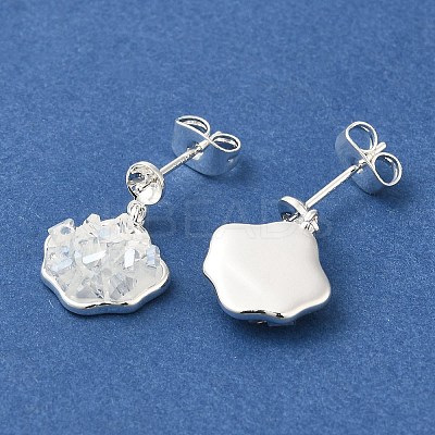 Brass Enamel & Quartz Stud Earring Findings KK-K388-18S-1
