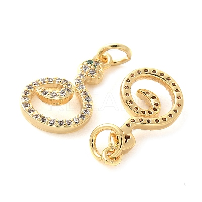 Brass Micro Pave Cubic Zirconia Pendants KK-U056-21G-1