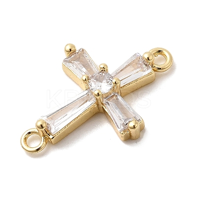 Brass Pave Clear Cubic Zirconia Connector Charms KK-H529-39D-G-1
