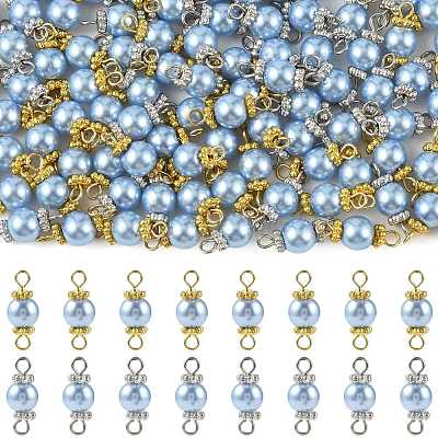 96Pcs 2 Colors Glass Pearl Round Connector Charms PALLOY-FS00063-1