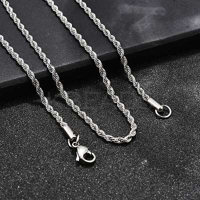Tarnish Resistant 304 Stainless Steel Rope Chain Necklaces LS-STAS-S029-01-1