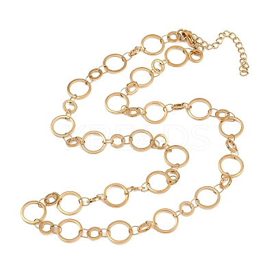 304 Stainless Steel 6MM and 10MM Ring Link Chain Necklaces NJEW-P343-02A-G-1