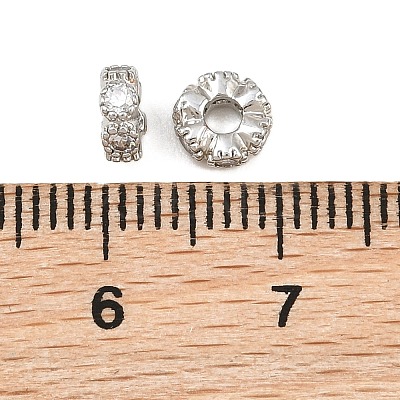 Brass Micro Pave Clear Cubic Zirconia Beads CU-CBA6A75-18P-1