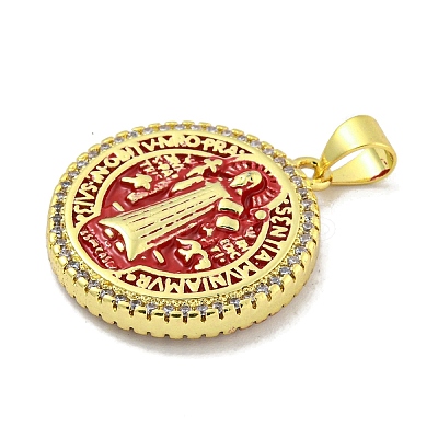 Rack Plating Brass Micro Pave Cubic Zirconia Pendants KK-B091-22G-01-1