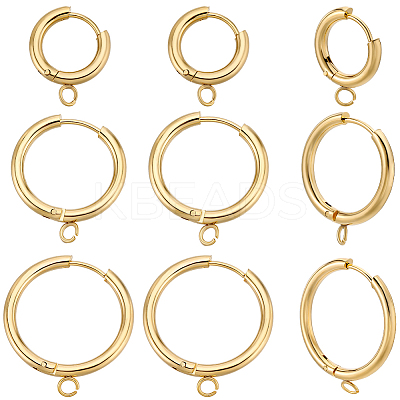 12Pcs 3 Style 201 Stainless Steel Huggie Hoop Earring Findings STAS-BBC0004-91G-1