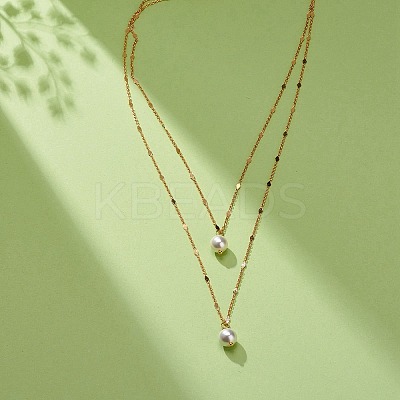 Brass Link Chain Double Layer Necklaces NJEW-JN03993-1